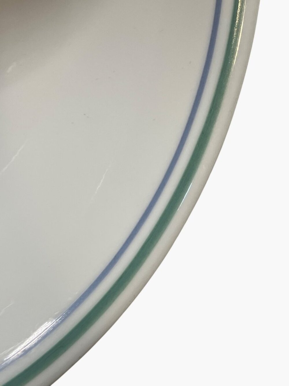 Corelle Corning COUNTRY COTTAGE White Bowl With Green and Blue Stripe Pattern - Picture 4 of 8